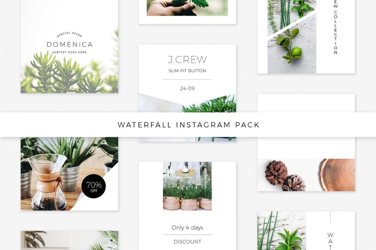 瀑布流的ins图片模板套装 Waterfall Instagram Pack