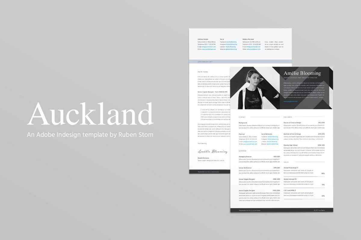 大图简历模板 Auckland Resume Template