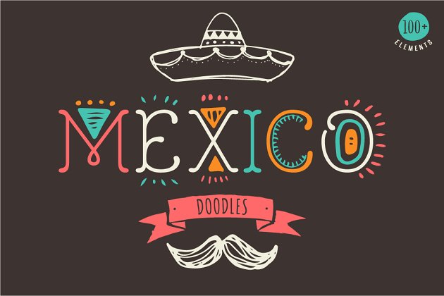 墨西哥手绘素材套装 Mexican Hand Drawn Doodles Set