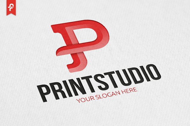 P为创意的LOGO设计模板 Print Studio Logo