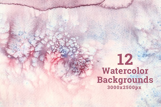 水彩背景纹理 Set of 12 Watercolor Backgrounds