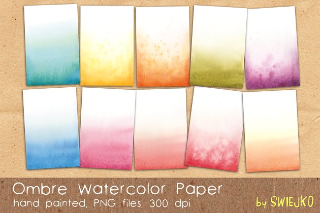 彩色水彩纸背景纹理素材 Ombre Watercolor Paper
