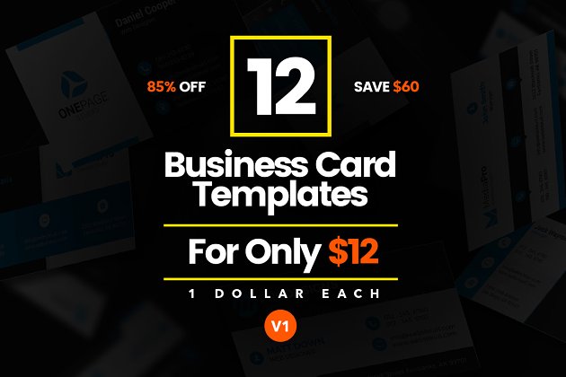 现代风格的商业名片模板 12 Modern Business Cards – Bundle v1