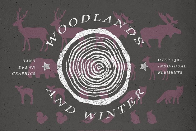 冬季木头主题的图形素材 Woodlands & Winter Vector Graphics
