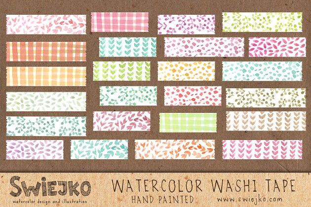 水彩纸胶带装饰图案 Watercolor Washi Tape