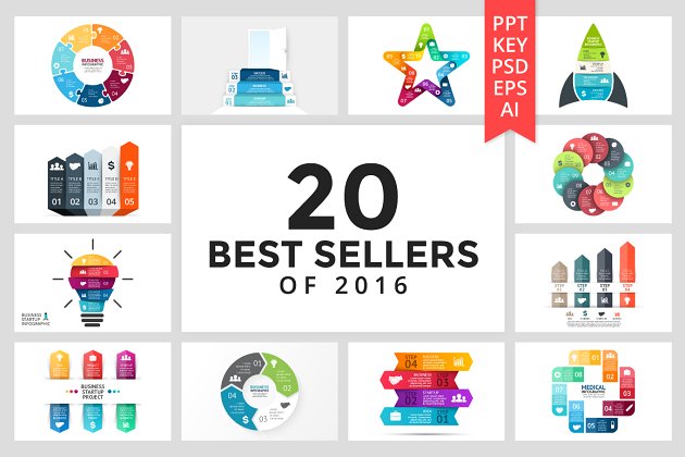 20个最好的数据图形PPT模版 20 Best Sellers of 2016.