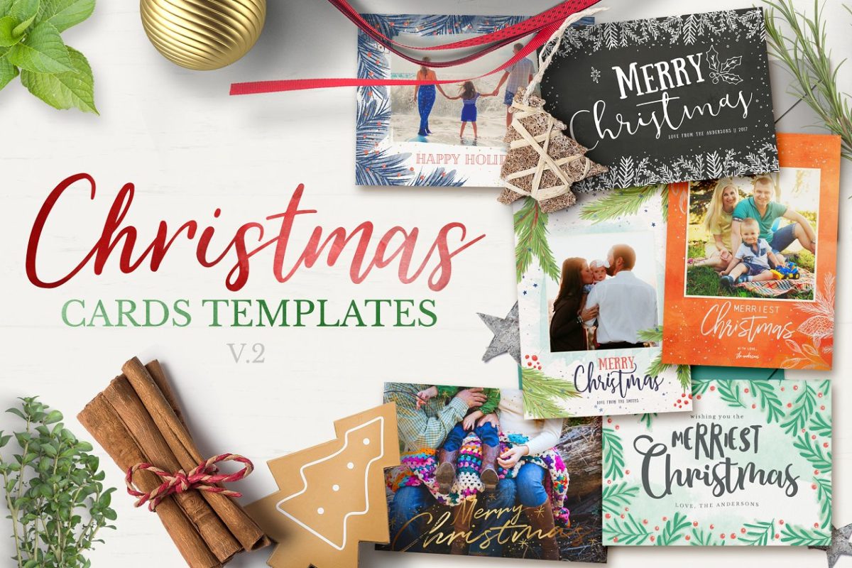 圣诞节贺卡模版 Christmas Cards Template v2