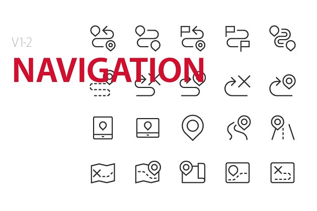 40个导航UI所需要的功能图标 40 Navigation UI icons