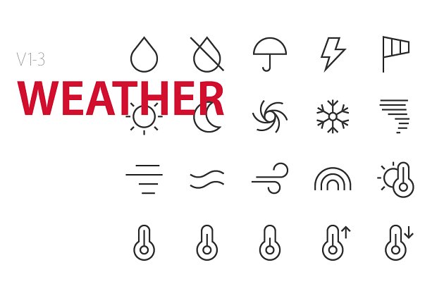 天气图标素材 60 Weather UI icons