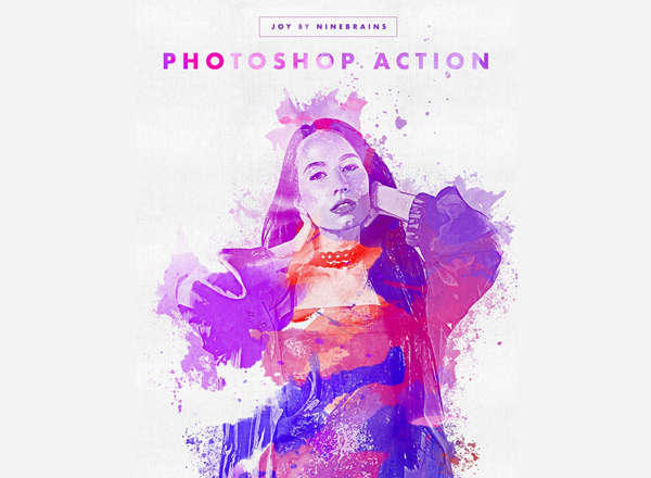 PS动作 | 酷炫缤纷紫色夏季水彩模式