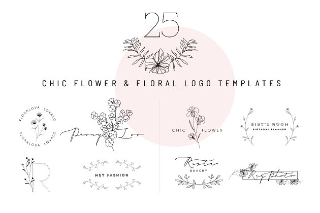 25别致的花卉和花卉标志模板 25 chic flower&floral logo template