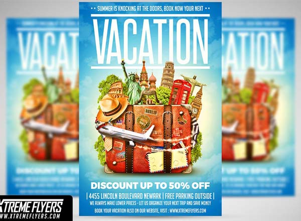 旅行社度假假期特色传单海报模板PSD
