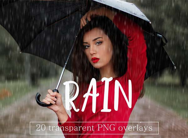 逼真的下雨效果透明PNG图片素材