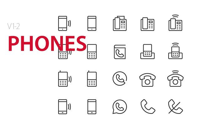40个电话相关的UI图标 40 Phones UI icons