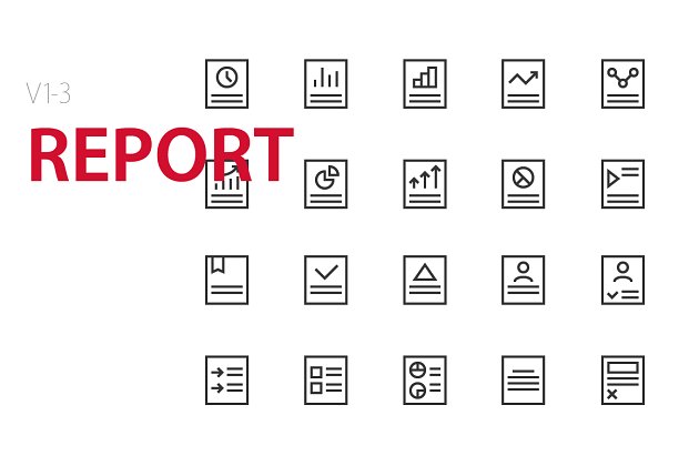 报告数据图标素材 60 Report UI icons