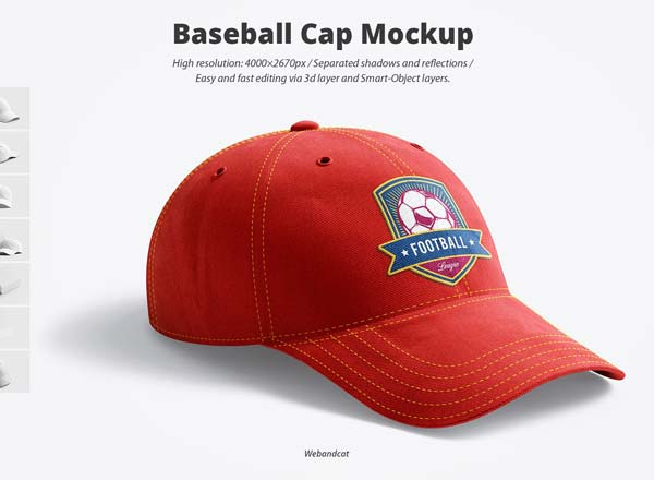 棒球帽图案设计展示模型Mockups