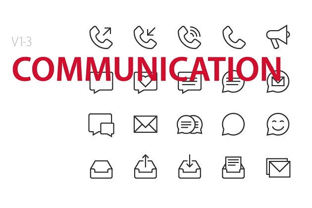沟通矢量图标素材 60 Communication UI icons