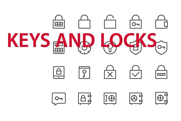 20个锁相关的图标套装 20 Keys and Locks UI icons