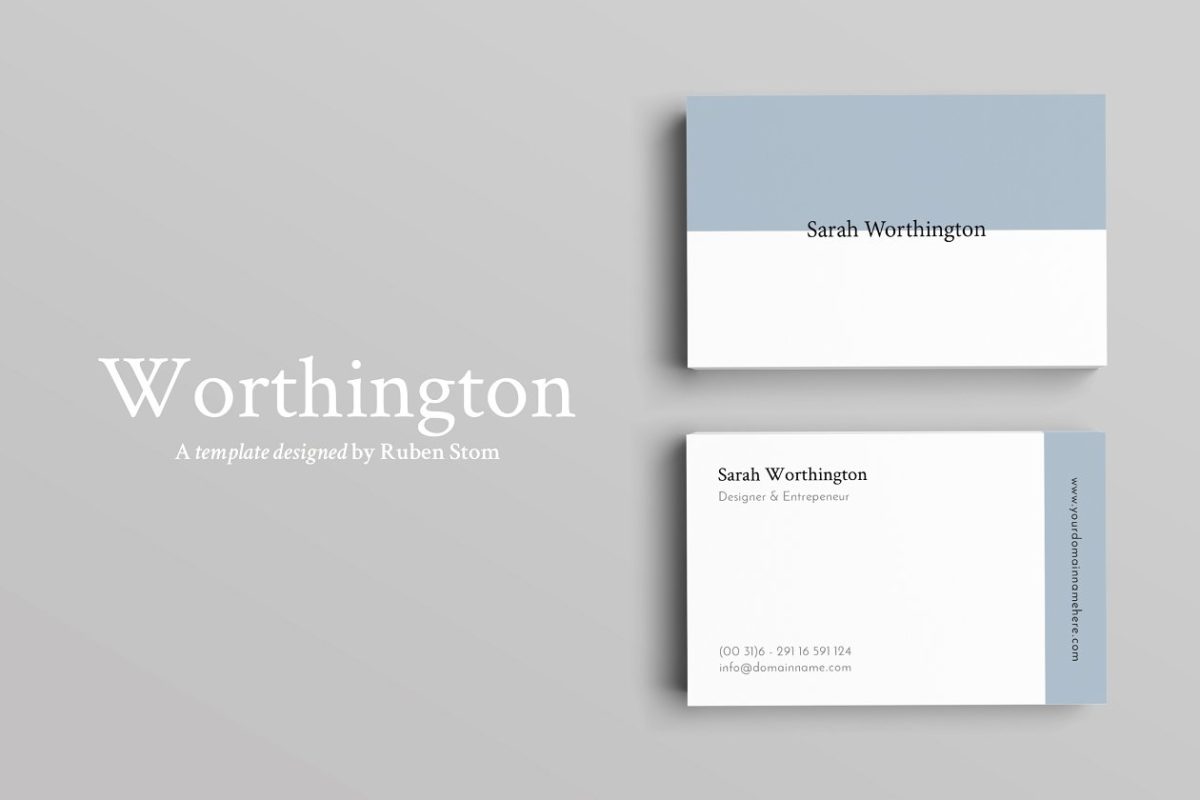 简单的Worthington名片模板 Worthington Business Card Template
