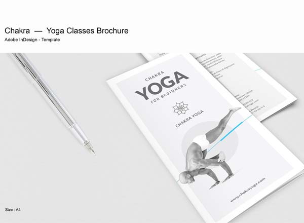 专业干净的瑜伽班宣传三折页小册子设计模板
