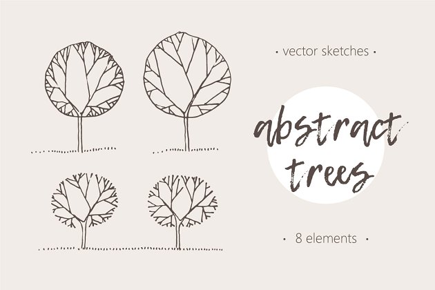 抽象的树图形素材 Illustrations of abstract trees