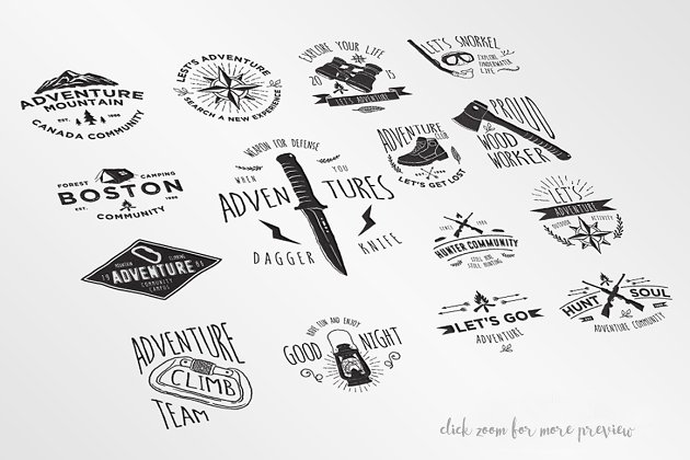 15个户外拓展品牌设计LOGO图形素材 15 Adventure Badges