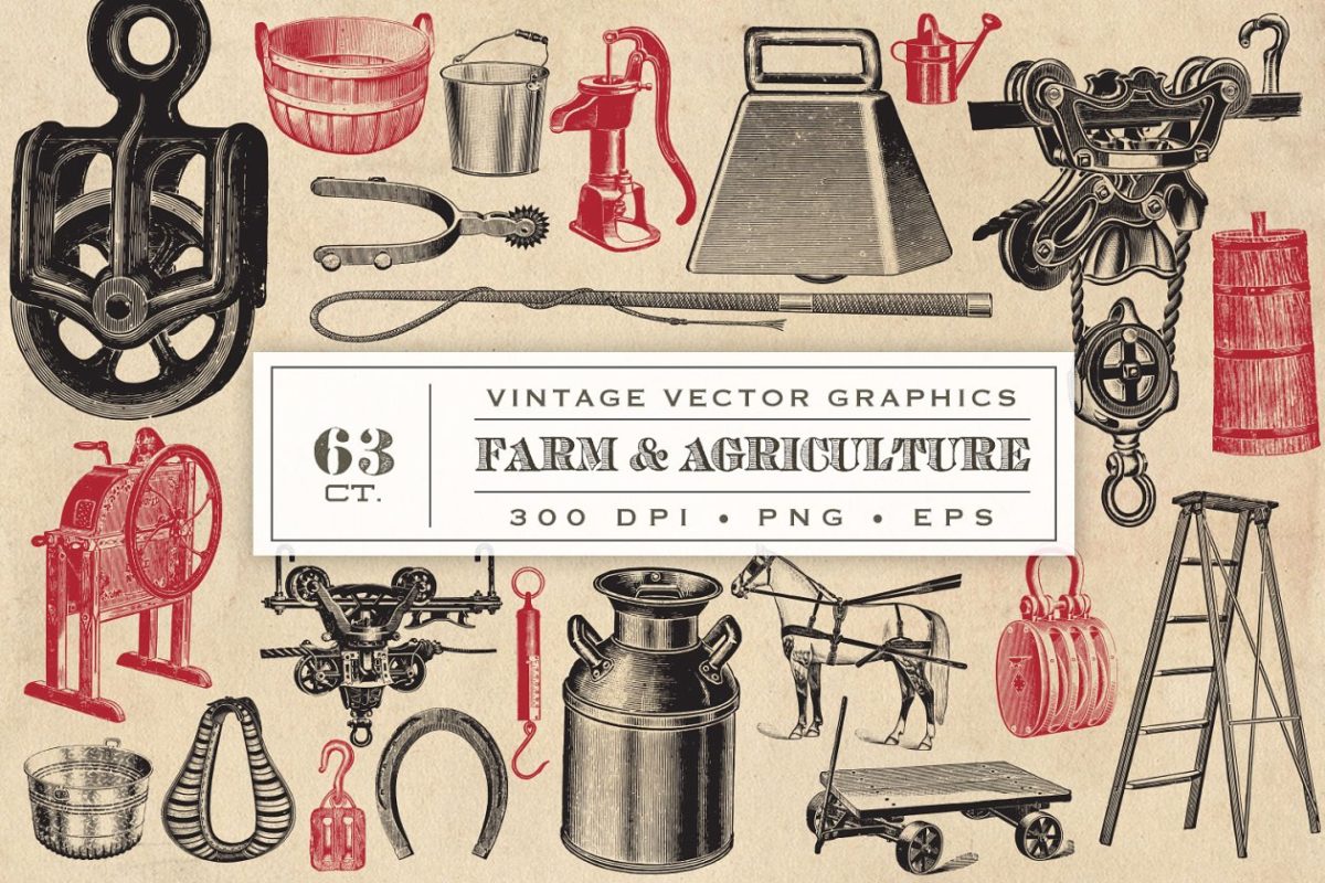 农场农业矢量图形包 Farm & Agriculture Vector Graphics