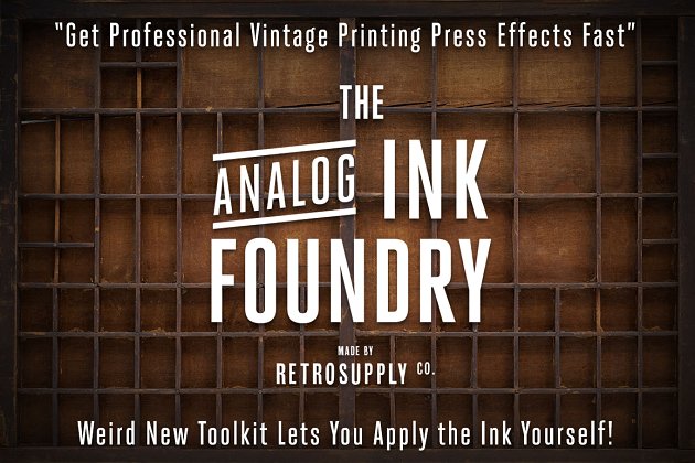 印刷墨辊效果图层样式 Analog Ink Foundry – PSD Print Kit