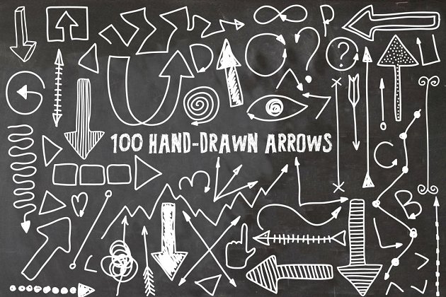 手绘箭头元素 100 Hand Drawn Arrows Pro
