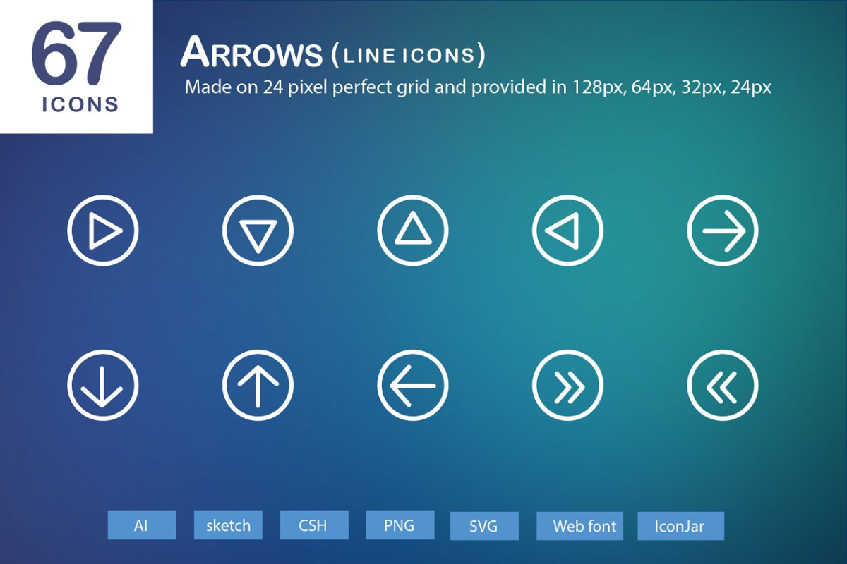 67个箭头图标素材 67 Arrows Line Icons
