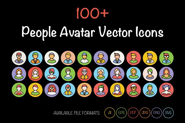 头像矢量图标素材 100+ People Avatar Vector Icons