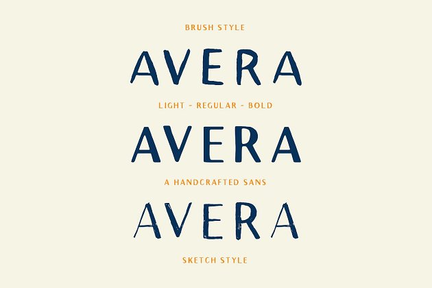 手写手绘字体 Avera (PLUS Brush & Sketch Styles!)