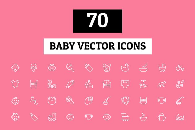 70个母婴主题的图标 70 Baby Vector Icons