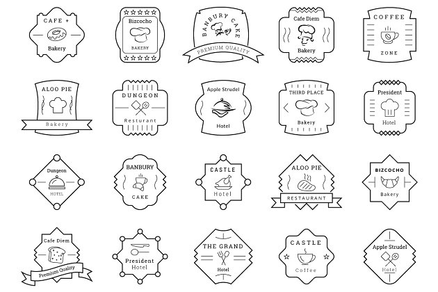 85个咖啡烘酒店常用图形图形素材 85 Cafe, Bakery, Hotel Badges/Labels