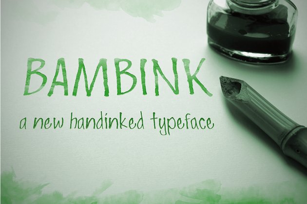 手绘侵染效果的字体 Bambink Condensed