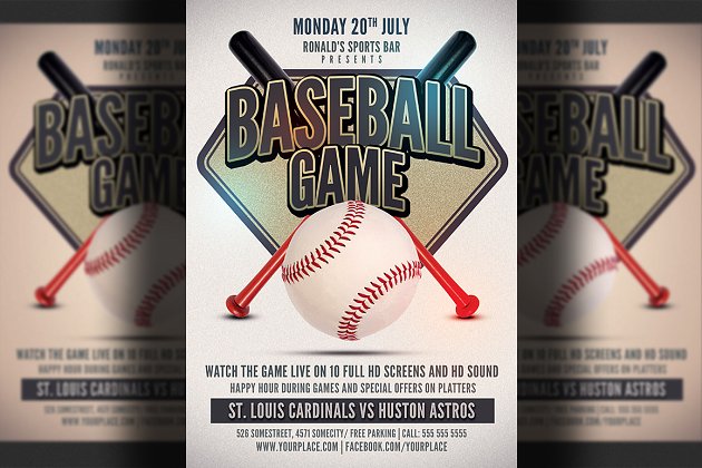 棒球比赛传单模板 Baseball Game Flyer Template