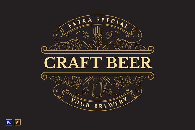 复古精酿啤酒标识 Craft Beer Vintage Logo