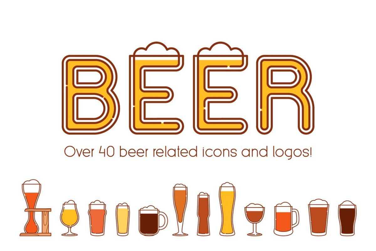 啤酒图标及标志 Beer icons and logos vol.2