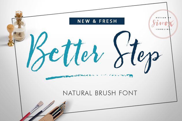 手写肌理笔刷效果的字体 Better Step Brush