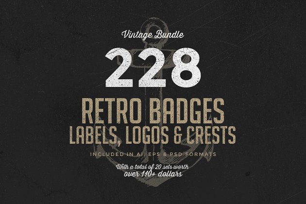228经典图形字体LOGO 228 Retro Badges & Logos Bundle