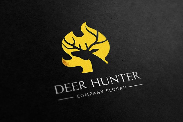 鹿主题的奢华LOGO模板 Deer Hunter