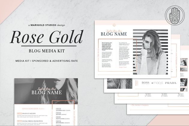 玫瑰金杂志媒体风格排版 ROSE GOLD | Blog Media Kit