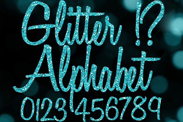 蓝色烫金效果的字母 Blue Glitter Alphabet Clipart PNGs