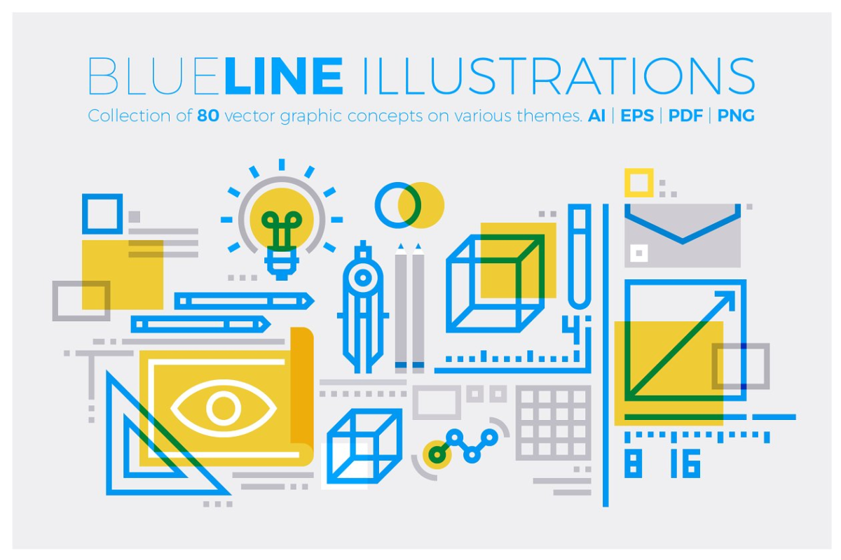 蓝线插图集合 Blueline Illustrations Collection