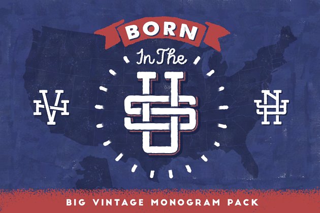 美国复古素材 Born In The U.S. • Vintage Monogram