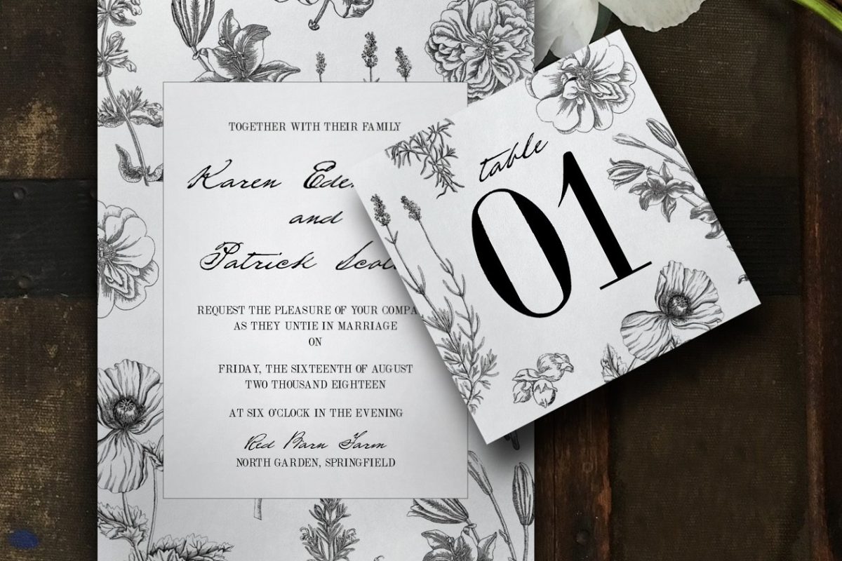植物婚礼邀请函 Botanical Wedding Invitation Suite
