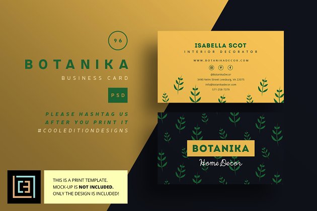 商业卡片名片模板 Botanika – Business Card 96