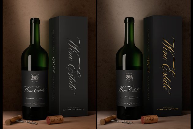 红酒包装设计展示模型样机 Wine Packaging Mock-Up
