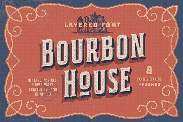 复古设计字体 Bourbon House font + Vintage Frames
