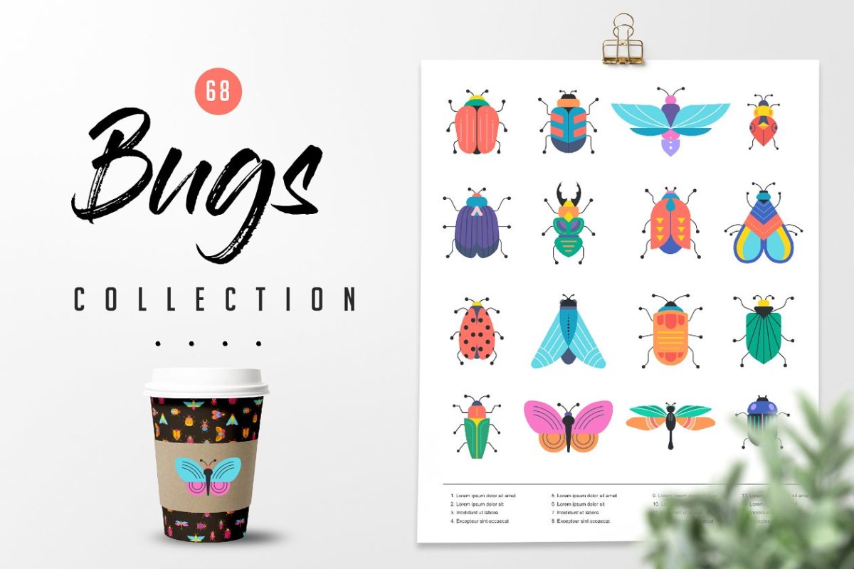 昆虫图形设计合集 Bugs and insects collection